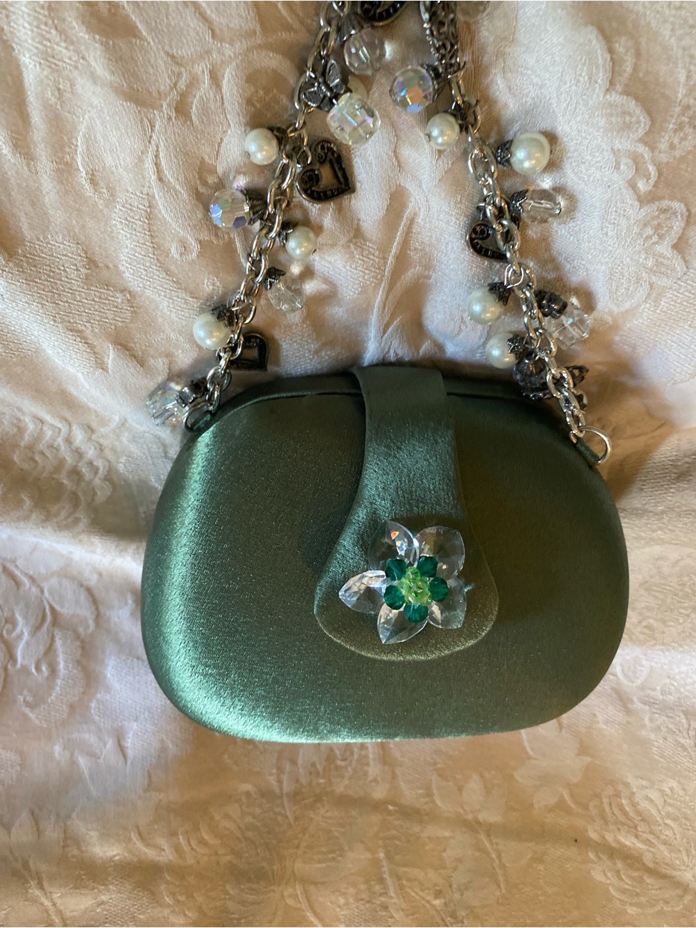 Lauren Tango New York satin charm bracelet evening bag